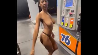 Dancing at a gas station