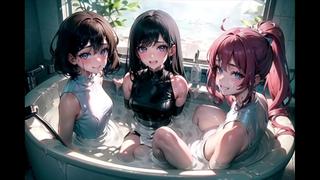 Beautiful girls bathing in a sperm bath (hentai-japanese) (ai generated)