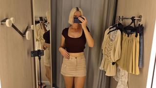 Try On Haul Transparent Clothes, Naked blonde try on haul at the mall. Public fetish